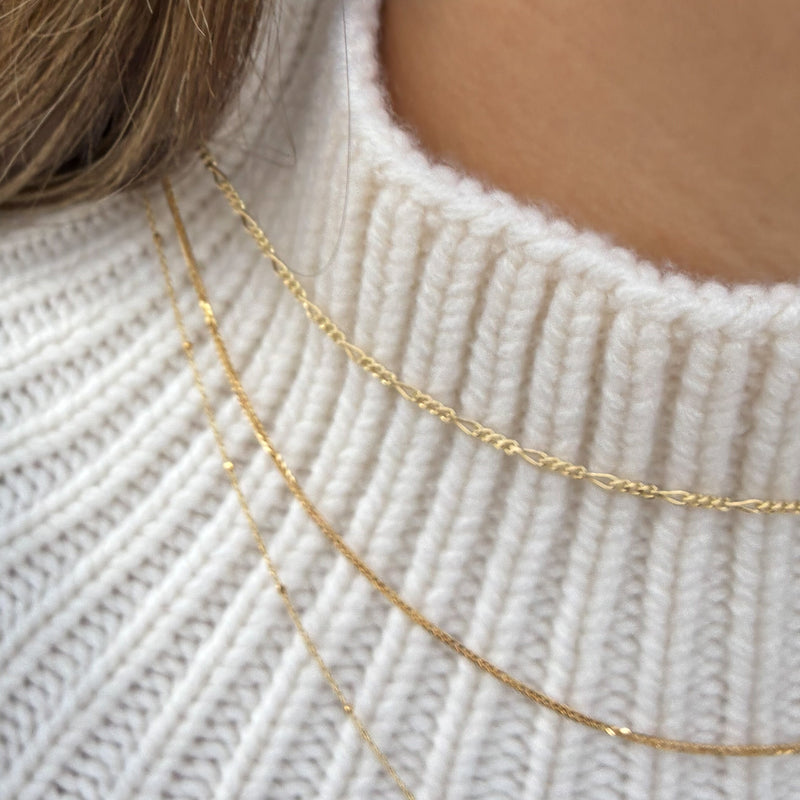 Figaro halskæde i 14 karat guld 1,4 mm bred