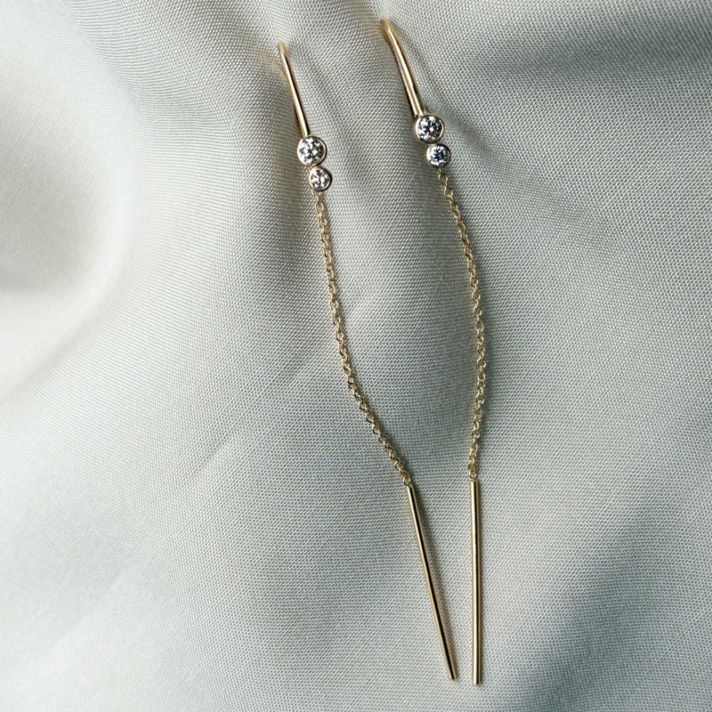 Fleur kædeøreringe i 14 karat guld med 0,18 ct champagnefarvede diamanter