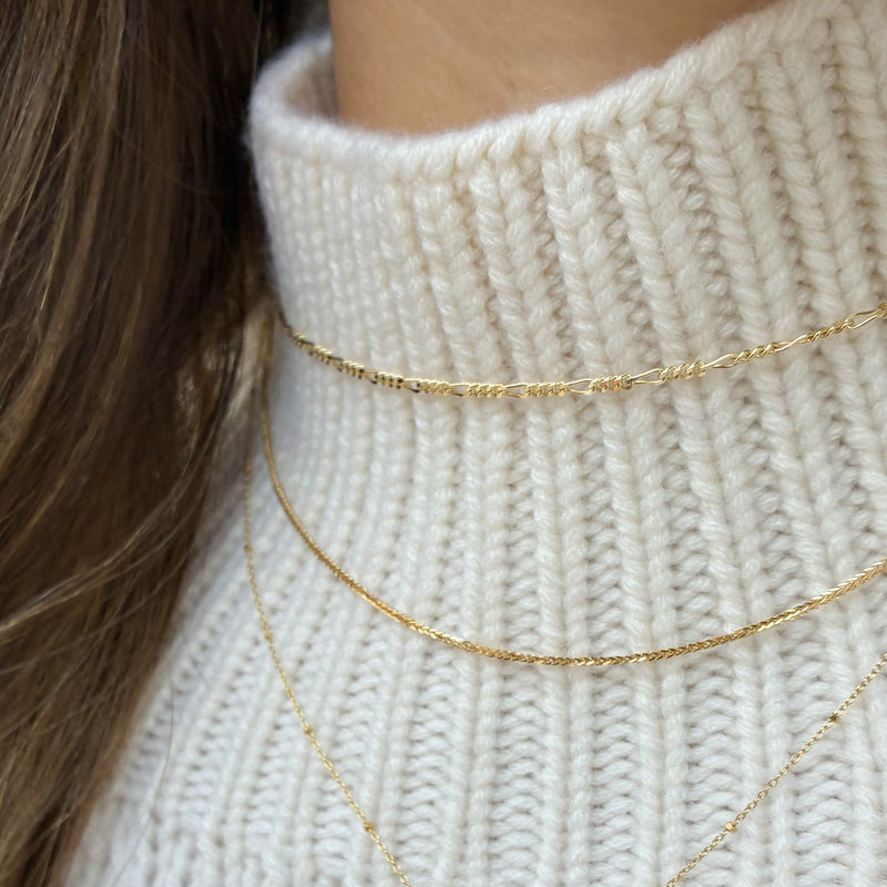 Figaro halskæde i 14 karat guld 1,7 mm bred