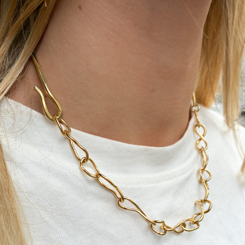 Chokerhalskæde og armbånd i 925 forgyldt sterling sølv