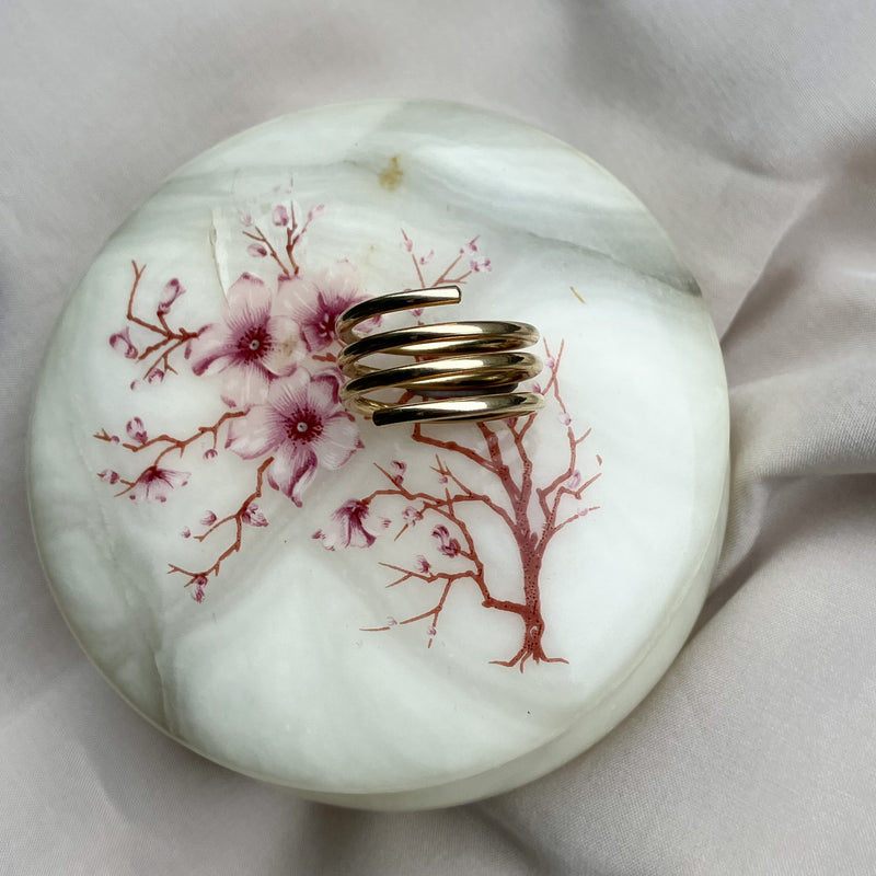 Spiral ring i forgyldt sølv