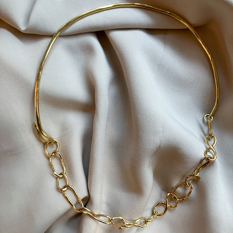 Chokerhalskæde og armbånd i 925 forgyldt sterling sølv