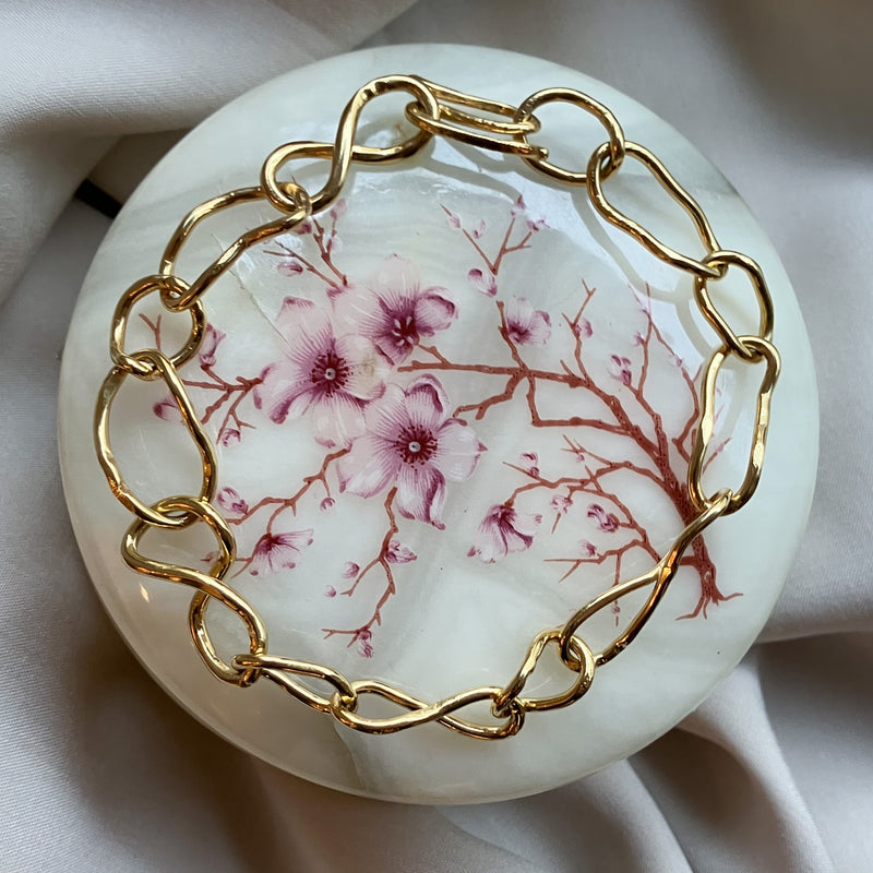 Chokerhalskæde og armbånd i 925 forgyldt sterling sølv