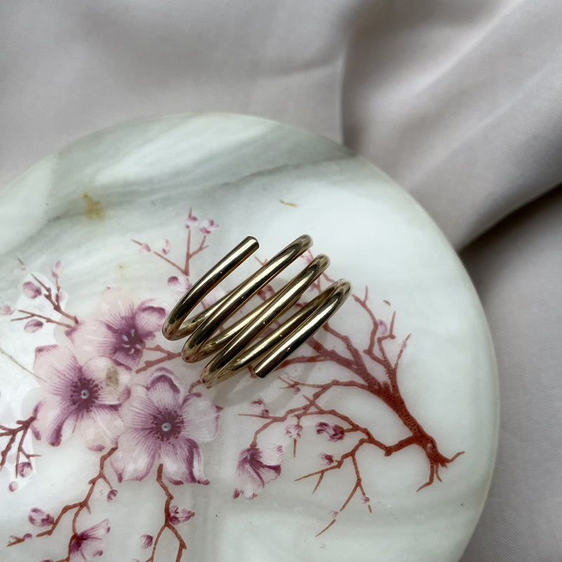 Spiral ring i forgyldt sølv