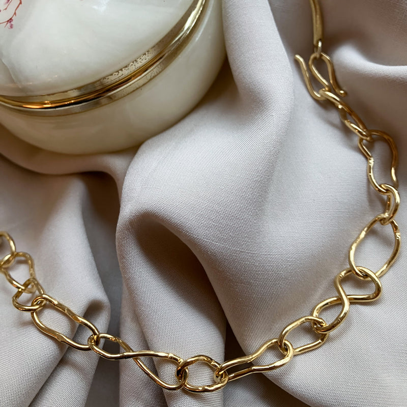 Chokerhalskæde og armbånd i 925 forgyldt sterling sølv