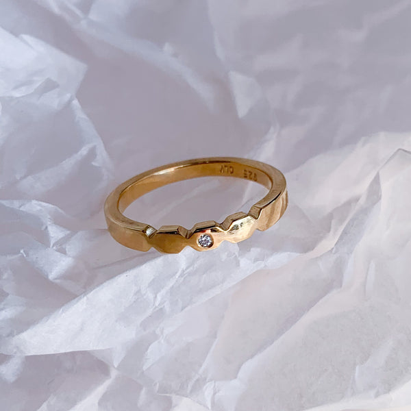 Harlekin ring forgyldt med diamant