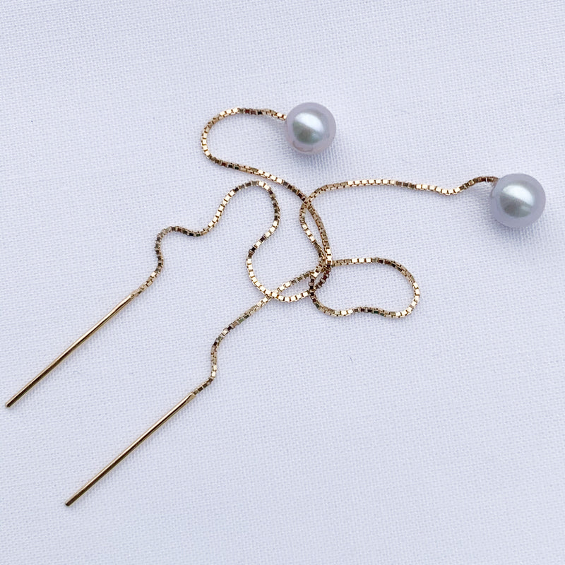 Venezia øreringe med grå perle i forgyldt sølv