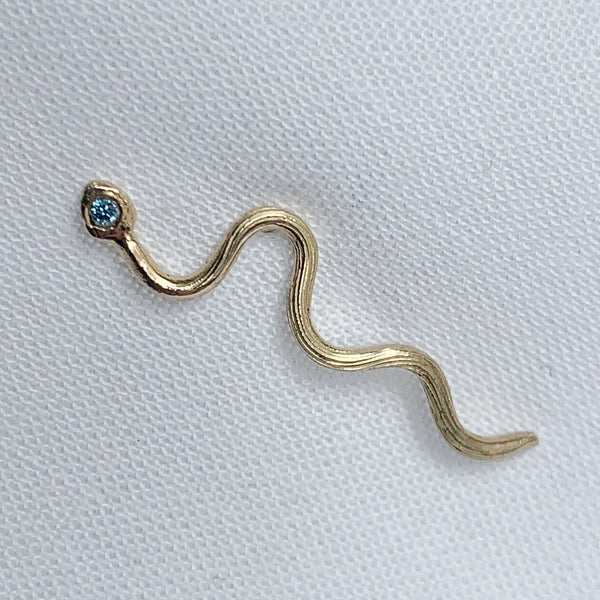 Snake ørering med blå diamant